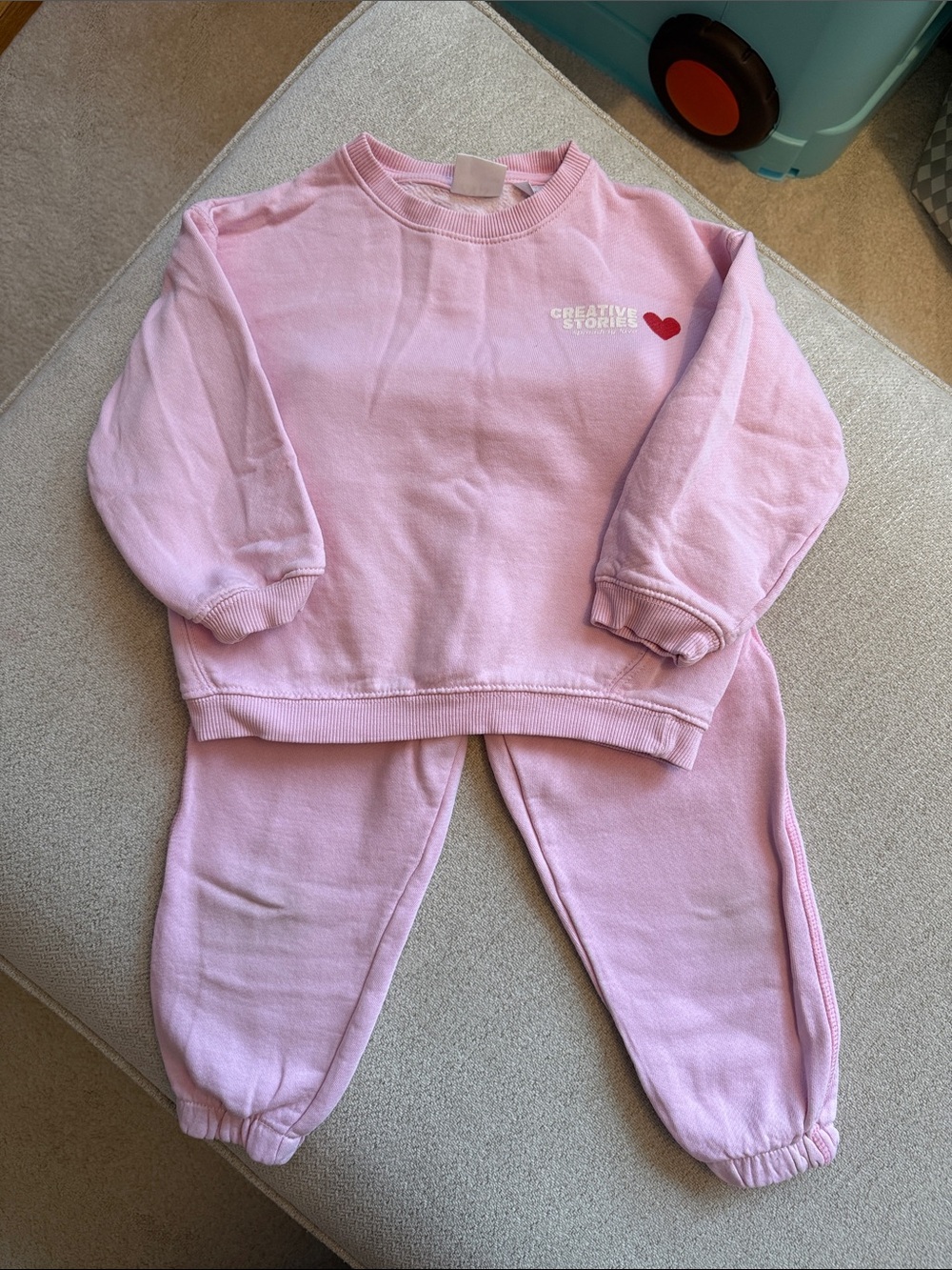 Zara Pink Sweatshirt and Jogger Set with Heart Detail